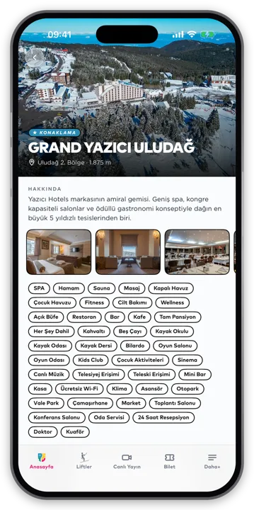 Uludağ uygulaması — Otel Detayı ekranı